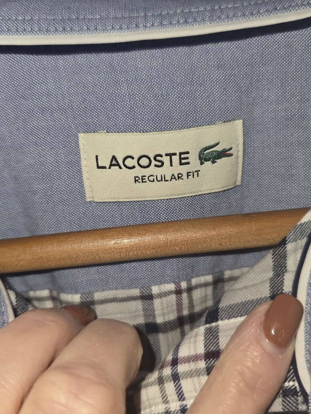 Lacoste 100% Cotton Plaid Button Down Long Sleeve Shirt Men’s Large Regular Fit - Picture 9 of 13